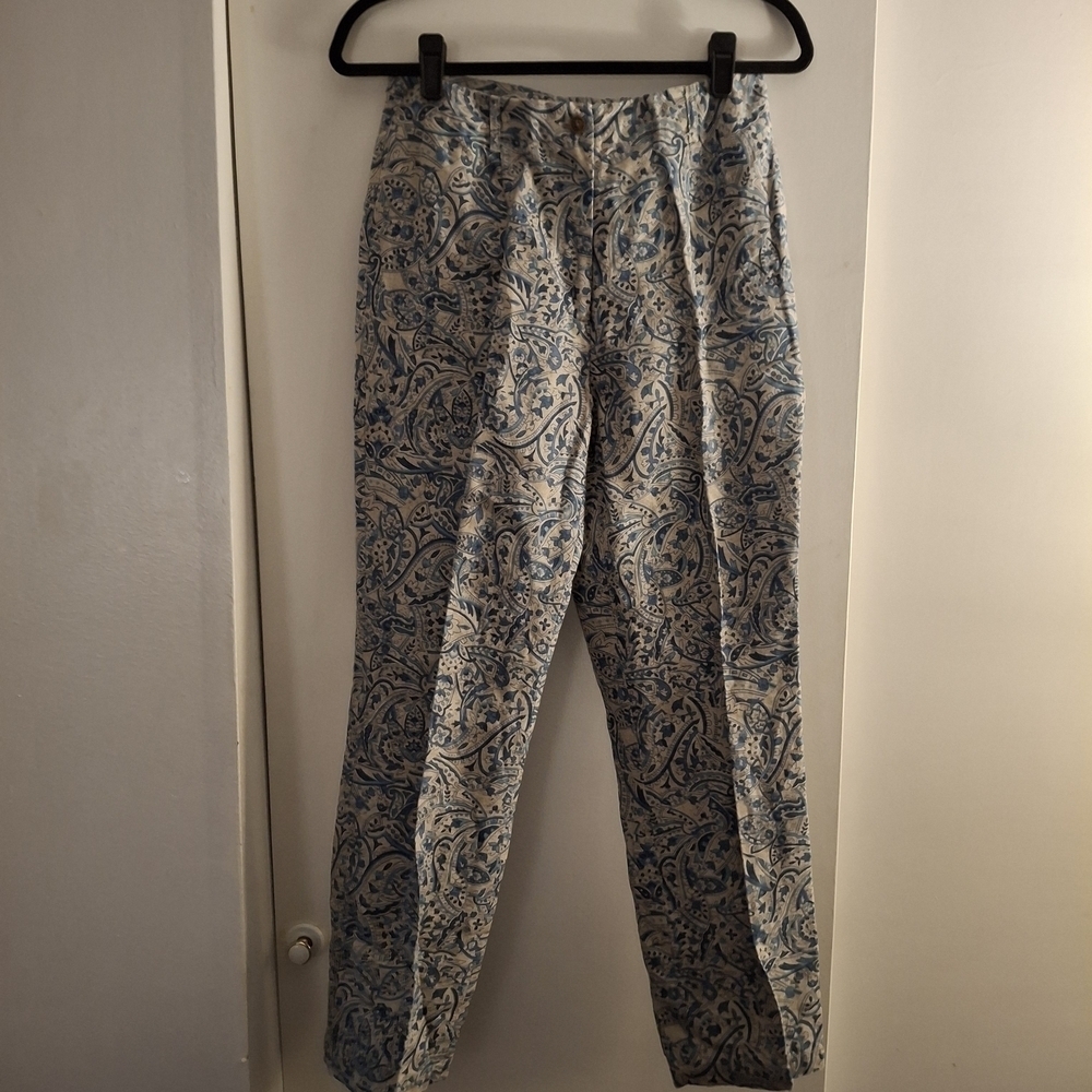 Harold's Cream and Blue Paisley Linen Chinos